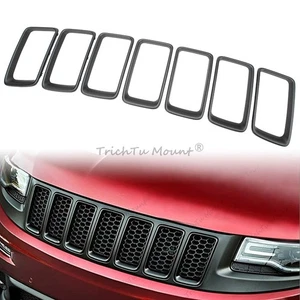 7pcs Gray Front Grille Trim Ring Insert For Jeep Grand Cherokee 2014 2015 2016 - Picture 1 of 21