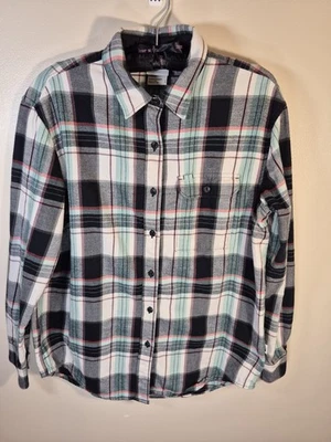 The North Face Flannel Shirt Women Small Petite Green Plaid  Outdoors Button Up - Image 1 of 4