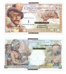 u Reproduction Note Saint Pierre & Miquelon 1 franks francs 1960 Pick #30 28 - Picture 1 of 1