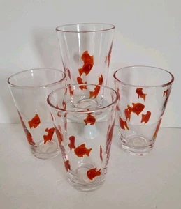 Crate & Barrel GO FISH Tumbler NWT Koi Goldfish 6" Highball Pint Set Of 4 - Picture 1 of 4