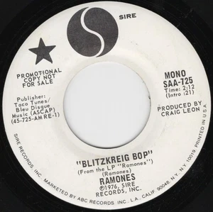 Ramones Blitzkreig Bop/Havana Affair US 2nd Pressing Promo 45 VERY RARE UNPLAYED - Picture 1 of 2
