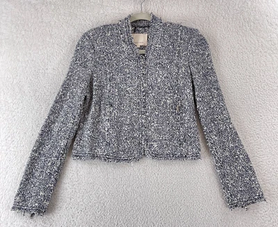 Rebecca Taylor Jacket Womens Size 2 Blue Knit Full Zip Long Sleeve Business Work - Image 1 of 4