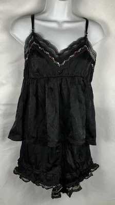 Free People женский размер XL все еще в любви черный вышитый сна комплект новый с Ярлыками - Изображение 1 из 4