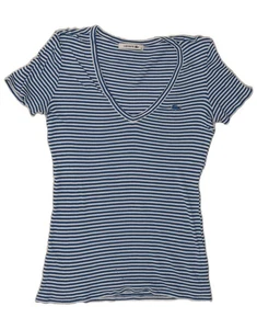 LACOSTE Womens T-Shirt Top Size 36 Small Navy Blue Striped Cotton CA04 - Picture 1 of 4