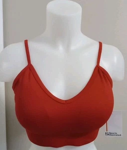 sports illustrated Women Striking Red Ribbed Removable Pad Strap Bra Top Size L - Picture 1 of 9