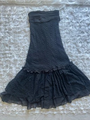 Maxi Falda Vintage Encaje Crochet S Bruja Años 90 Gótico Gótico Labio Servicio Lista Negra Foto 1 de 4