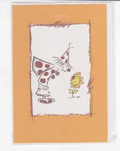 CARTE DIVERSE OCCASIONS-11,5 cm X 17 cm-UN CLOWN ET UNE FLEUR-TOUR ORANGE - Picture 1 of 1