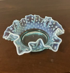 Fenton blau schimmernd Nägel doppelt gekräuselt 6" Bon Bonbon Bonboniere um 1940 #3926 - Bild 1 von 13