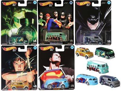 Hot Wheels Pop Culture Alex Ross DC Comics Real Riders 2018 Complete Set of 5 - Image 1 of 4