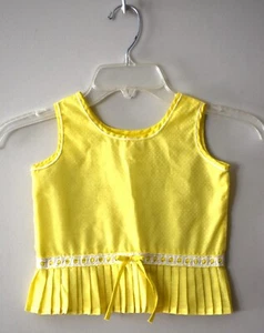 Vintage 70s Yellow Sundress Polka Dot Pleats Lace Bow Stoneswear For Everywhere - Picture 1 of 5