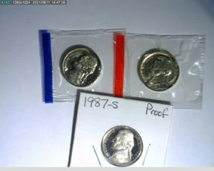 1987 PDS Jefferson Nickels Unc in mint cello and Proof - Picture 1 of 2