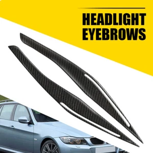 Carbon Fiber Headlight Eyelid Eyebrow Cover For BMW E90 E92 328i 335i 2009-2012 - Picture 1 of 13