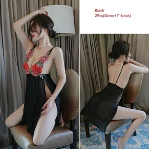 Lencería Sexy Transparente Tirantes Camisón Mujeres Disfraz Juegos con disfraces - Imagen 1 de 3