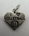 Vintage 925 Sterling Silver I ❤️ Volleyball Inside Heart with Volleyball Charm