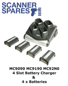 Zebra SAC9000-4000R Battery Charger & Four Batteries! Fits MC92N0 MC9190 MC9090! - Picture 1 of 4
