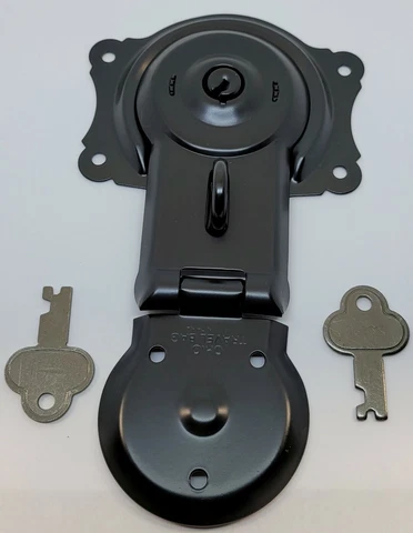 BLACK POWDER COATED Steel Trunk Lock with Keys - chest steamer vintage box old Cover