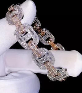 VVS Diamant Nieten 925 massiv silber voll vereistes Armband für Männer und Frauen - Bild 1 von 3