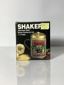 VTG Stainless Steel Shaker, Brass Screw-On Lid, 1 1/2 Cups - Picture 1 of 7