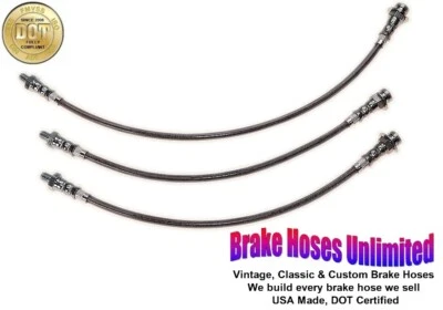 JUEGO MANGUERA FRENO ACERO INOXIDABLE Studebaker Gran Turismo Hawk 1962 1963 1964, tambor delantero Foto 1 de 2