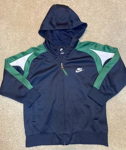 Nike Boys Jacket Size 5 Green Navy Full Zip Hooded Sweatshirt - Picture 1 of 8