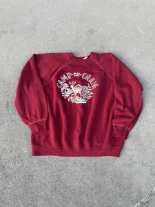 Vintage Camp On Craig Sweatshirt Flock Print 70s Burgundy - Picture 1 of 5