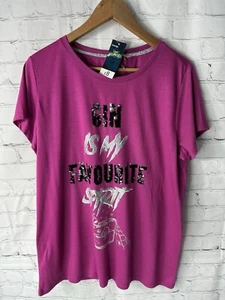Women's Pink Halloween T Shirt Size Large (14-16) George Gin Theme New With Tags - Picture 1 of 10