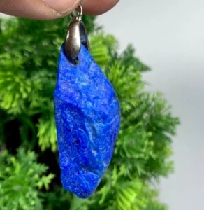 "Ciondolo Naturale Lapislazzuli Forma Libera Argento Sterling 925 Cavo Regolabile 18-21" - Foto 1 di 8