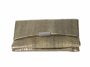 LOEFFLER RANDALL Leather Olive Snake Skin Tab Clutch with Strap $225 NWT - Bild 1 von 3