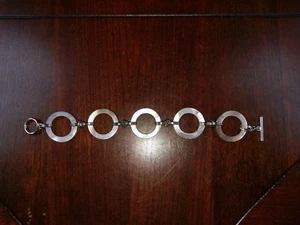 lia sophia Avalon Bracelet Mother of Pearl Abalone Shell Silver Toggle Circle - Picture 1 of 12