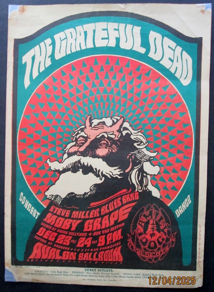 THE GRATEFUL DEAD ,STEVE MILLER BLUES BAND (ORIG, 1966 ROCK POSTER (CLASSIC DEAD - Image 1 of 1