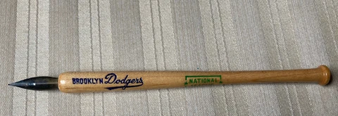 Vintage Brooklyn Dodgers Green National League Mini Baseball Wood Bat Dip Pen Cover