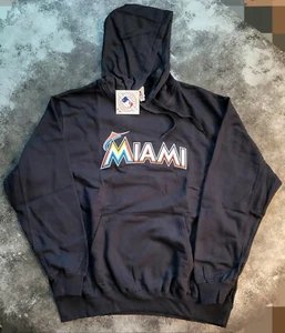 Majestic Miami Marlins Men's Patch Hoodie Large Sweatshirt L Florida Baseball - Picture 1 of 9