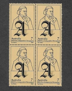AUSTRALIA FIRST INDEPENDENT NEWSPAPER W.C.WENTWORTH 150TH ANNIV MNH BLOCK 1974 - Picture 1 of 1