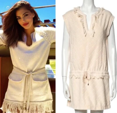 Vestido 5K Chanel 2015 Marfil Blanco Terry Tweed 34 36 38 2 4 6 Túnica Top Logo S M Foto 1 de 4