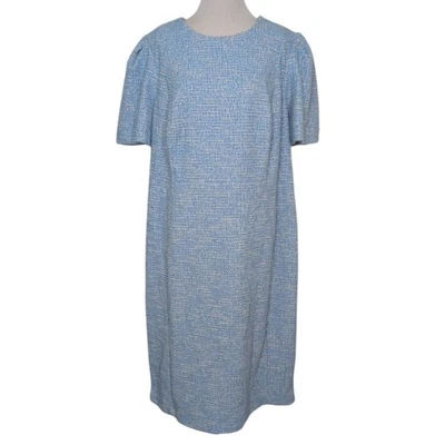 Vestido Vaina Calvin Klein Tweed Mujer Talla 16W Azul Elastizado Manga Corta Foto 1 de 4
