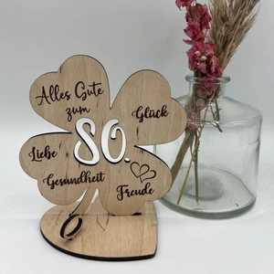 Geldgeschenk Kleeblatt Holz 80. Geburtstag - Bild 1 von 10
