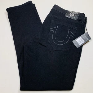 True Religion Geno No Flap Jeans Mens Size 36/32 Relaxed Slim Fit Black Stretch - Picture 1 of 14