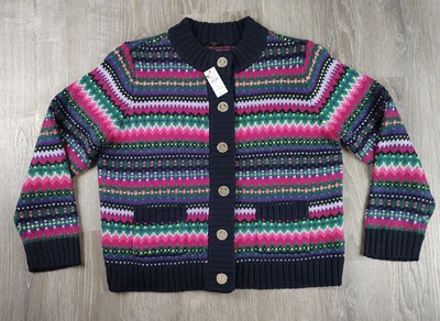 Cárdigan suéter Talbots Fair Isle multicolor para mujer pequeño grande botón dorado Foto 1 de 4