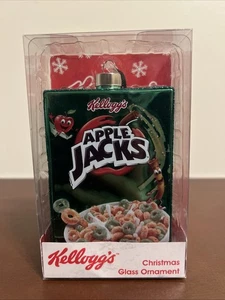 Caja de cereales de vidrio Kat+Annie Kellogg's Apple Jacks adorno navideño nuevo - Imagen 1 de 3