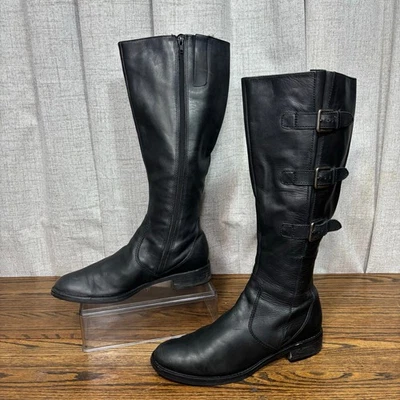 Botas de montar ECCO para mujer de cuero negro altas hasta la rodilla EE. UU. 9-9,5 (40) triple hebilla Foto 1 de 4