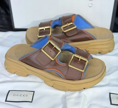 Sandalias Gucci de cuero marrón para hombre Gucci talla 9/9,5 EE. UU. Foto 1 de 4