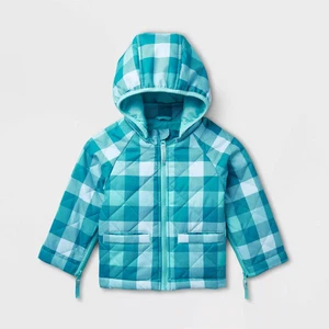 Cat & Jack Toddler Kids Zip-Up Winter Hooded Quilted Adaptive Jacket, Blue, - Picture 1 of 4