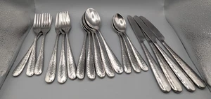 18 Hammered Glossy 18/10 Heavy Stainless Flatware By GIBSON - Picture 1 of 15