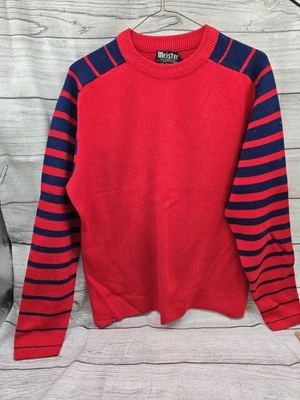 Suéter de esquí vintage Meister talla XL azul rojo a rayas de lana cuello falso para mujer’s Foto 1 de 4