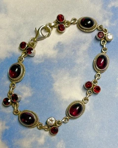 Nicky Butler NB Sterling Silver Multi-Gem GARNET & TOPAZ Tennis Bracelet 7.5” - Picture 1 of 3