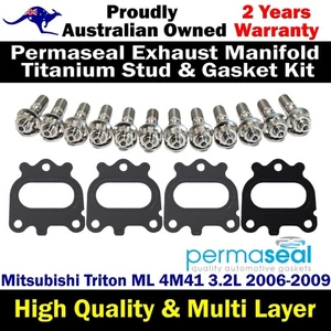 Permaseal Exhaust Manifold Titanium Stud&Gasket For Mitsubishi Triton ML 3.2L - Picture 1 of 9