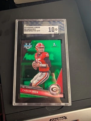 Carson Beck Green /99 2023 Bowman Chrome U University Georgia Miami - Image 1 of 2