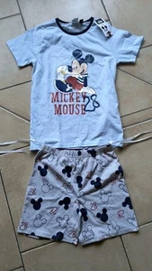 Schlafanzug Shortly 2 Teiler Gr.134-140 Mickey Mouse "Neu" Junge Blau Grau - Bild 1 von 6