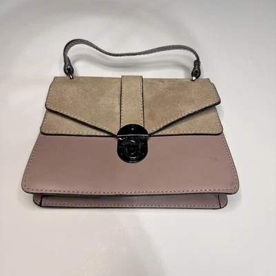 Pink Leather And Suede Small Handbag Purse Vera Pelle Made In Italy - Image 1 of 3