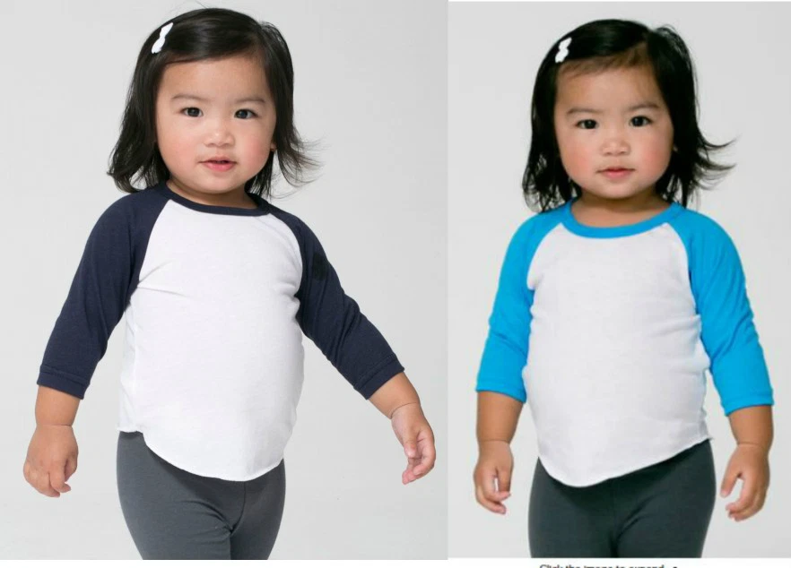 American Apparel Camiseta Manga Raglán 3/4 Unisex Niño Pequeño Infante Suave Foto 1 de 1